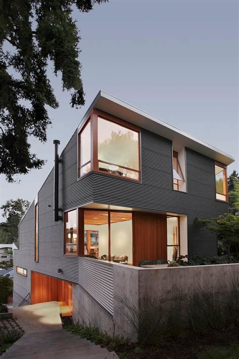 modern wood and metal house|exterior homes with corrugated metal.